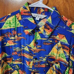 Men's XL EMVO Colorful Hawaiian Short Sleeve Button Down Shirt